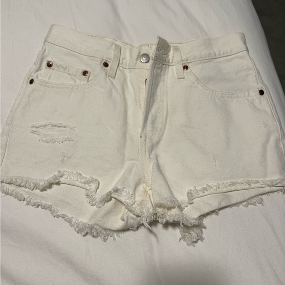 Levi's Pants - Levi's White Distressed Jean Shorts